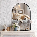 Arched Wall Mirror 24"X36", Black Bathroom Vanity Mirrors for Over Sink, Modern Farmhouse Mirror Wall Mounted, Curved Arch Design for Bedroom, Living Room & Home Decor