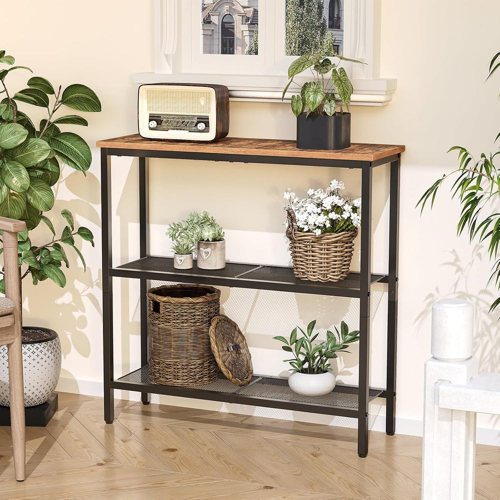 HOOBRO 29.5" Narrow Console Table, 3-Tier Entryway Table, Thin Sofa Tabl...