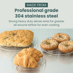 Ultra Cuisine 3 Set Round Cooling Racks for Cooking and Baking – Oven & Dishwasher-Safe, 100% Stainless Steel Steaming and Baking Rack - Fits Air Fryer, Pressure Cooker & Cake Pan (7.5, 9 & 10.5 Inch)