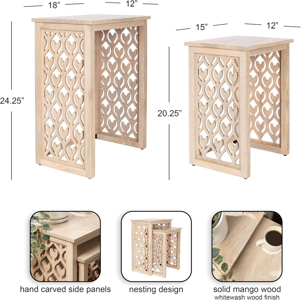 Kate and Laurel Karni Modern Mango Wood Living Room Nesting Tables, Set of 2,...