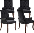 Upholstered Tufted Chenille Dining Chairs with Arms & Nailhead Trim – Solid Wood Frame & Legs, Modern Farmhouse for Dining, Kitchen & Living Room (Set of 4, Charcoal Gray)