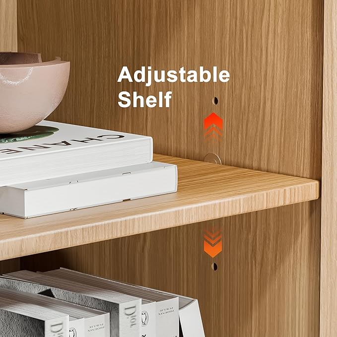 36" Wooden Book Shelf, 2 Shelf Bookcase, Modern Bookshelf with Adjustable Shelf for Home Office, Study Room, Oak