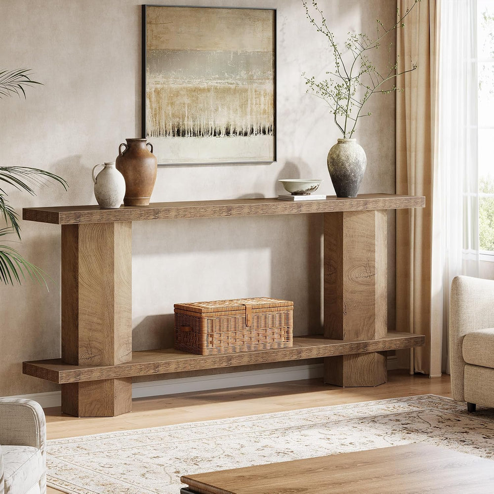 Tribesigns 71-Inch Long Console Table for Entryway, Wooden Sofa Table Behind ...