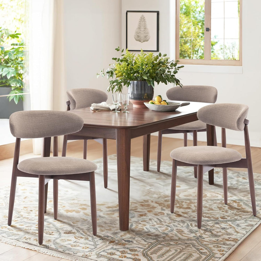 COLAMY Wooden Dining Chairs Set of 4, Upholstered Kitchen Side Chair, Camel