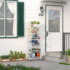 PUSDON Stackable Metal Storage Carts, Dual Use Shelf for Kitchen Fruit Vegetable Baskets with Wheels, Storage Rack for Living Room, Home & Office, Standard White 6 Tiers