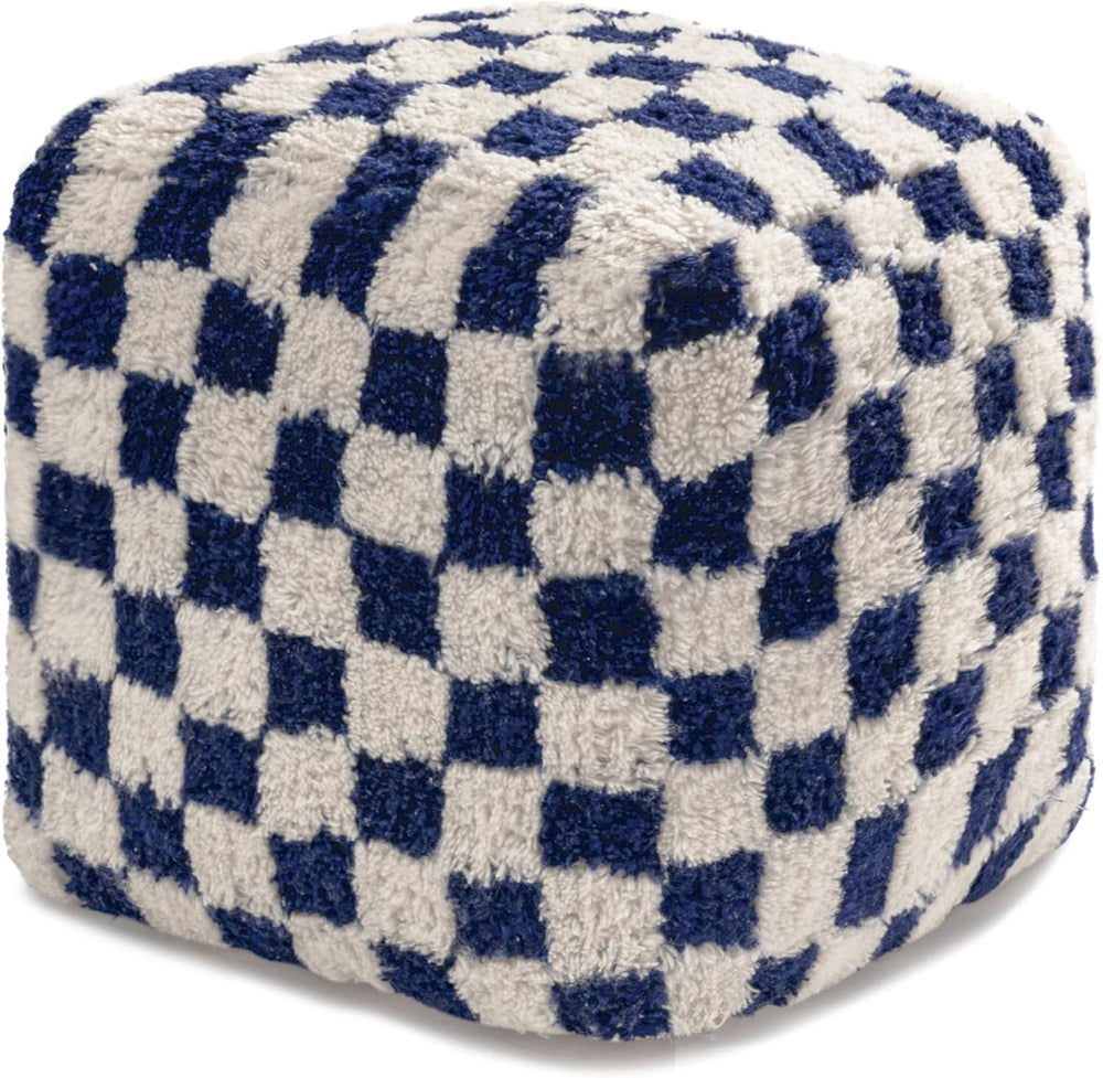 Anji Mountain Artisan Crafted Cotton Blend Pouf Ottoman | Versatile Floor Sea...