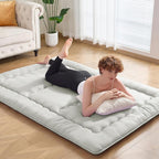Japanese Floor Futon Mattress Twin Size, 25D High Density Support Foam, 4" Thicken Foldable Mattress Tatami Mat Sleeping Pad Suitable for Camping, Guest Room, Light Grey 39"x 80"
