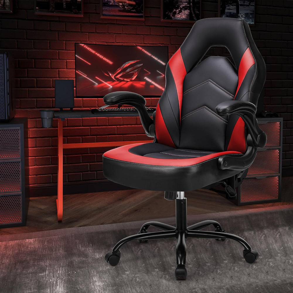 OLIXIS Computer Gaming Chair, Lumbar Support, Video Game | PU Leather, Flip-u...