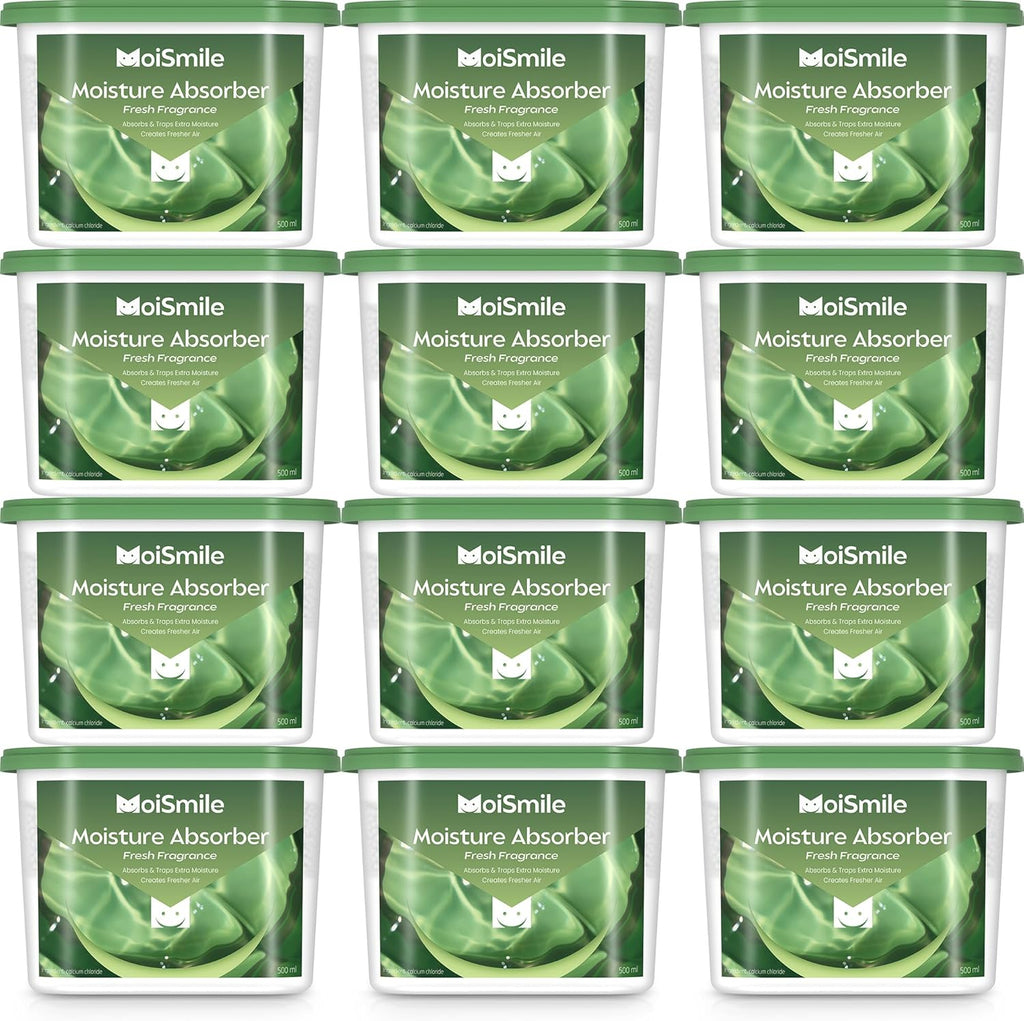 Moisture Absorbers 12 Pack, Fresh Fragrance Closet Dehumidifier for Bathroom, Car ＆ Basement, 10.5 oz Refillable Humidity Absorber Boxes