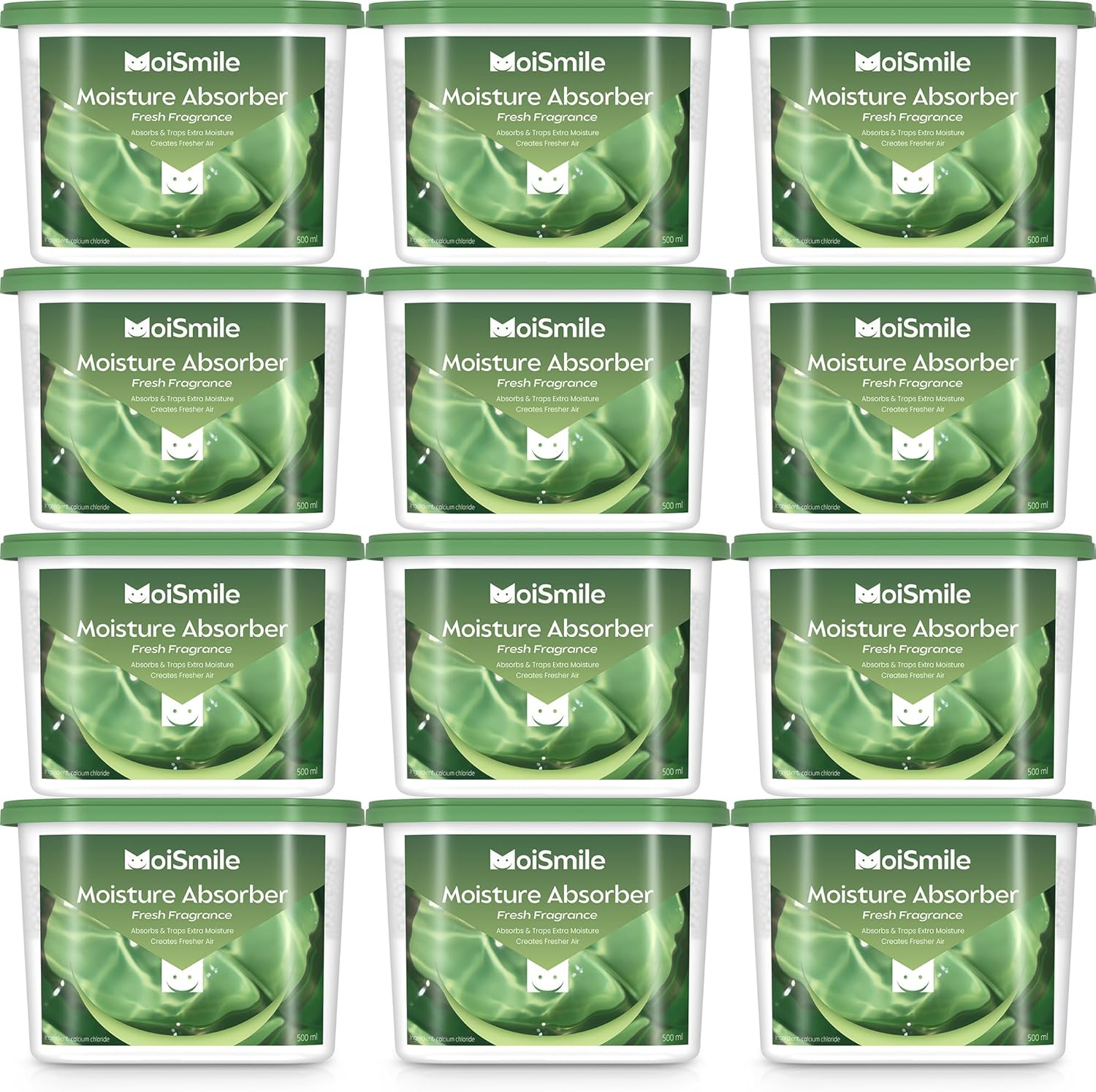 Moisture Absorbers 12 Pack, Fresh Fragrance Closet Dehumidifier for Bathroom, Car ＆ Basement, 10.5 oz Refillable Humidity Absorber Boxes