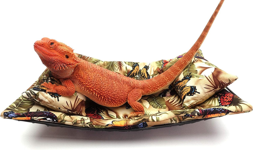 Chaise Lounge for Bearded Dragons, Butterflies and Leaves Fabric