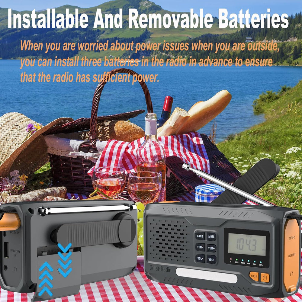 Emergency Hand Crank Radio, 7400mWh Solar Weather Radio with AM/FM/NOAA, Batt...