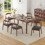 Farini Mid Century Modern Dining Chairs Set of 4, Solid Wood Frame Kitchen Chairs with PU Leather Upholstered Seat for Dining Room & Breakfast Nook，Walnut-Black