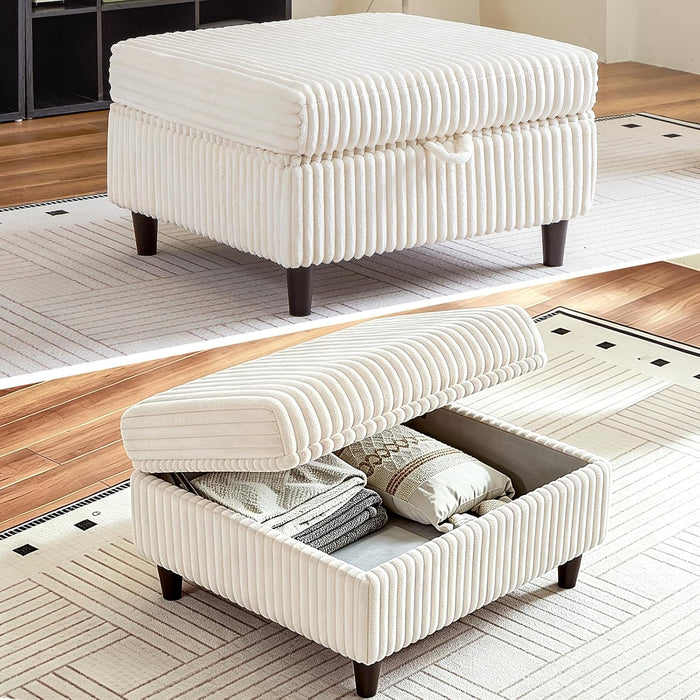 Modern Ottoman with Storage for Modular Sectional Sofa, Beige