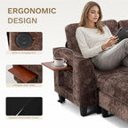 COLAMY 118" U-Shaped Sectional Couch, 4-Seat Modular Sofa with 2 Ottomans and Foldable Side Table, Brown for Living Room
