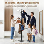 12 Hooks Metal Coat Rack Freestanding Coat Tree with Marble Base, Heavy Duty Coat Rack Stand for Clothes Hats Bags, Coat Hanger Stand for Corner Entryway Bedroom Office (Black)