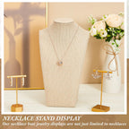 Kigley 9 Pcs Linen Necklace Display Bust Jewelry Holder Necklace Retail Mannequin Display Stand for Jewelry Selling Vendors Shows (11.4 x 6.9 Inch)