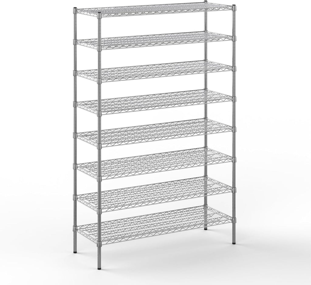 18" Deep x 48" Wide x 74" Height Wire Shelving Kit | 8-Tier | NSF Commercial Storage Rack Unit