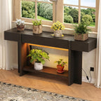 iPormis 70.8" Long Console Table with 2 Drawers and Open Storage, Modern Entryway Table with Colorful LED Lights, Narrow Sofa Table for Living Room, Hallway, Entrance, Behind Couch, Black