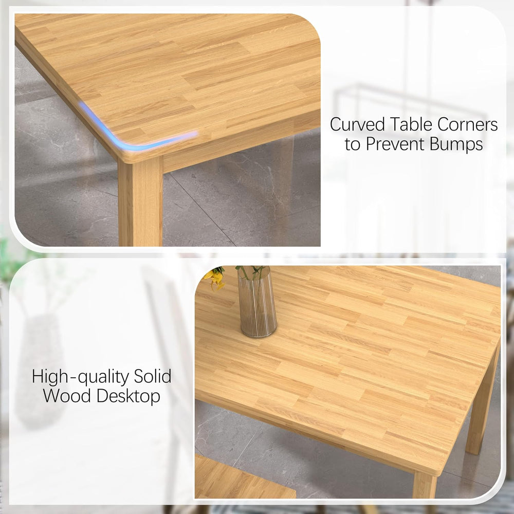 Solid Wood Dining Table Set for 4, 43.3" Dining Table with Chairs Set, K...