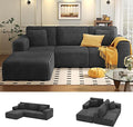 KINGYES 107'' Modular Sectional Sofa, L Shaped Cloud Couch for Living Room, Modern Plush Corduroy Boneless Sofa with Chaise for Bedroom, Gray