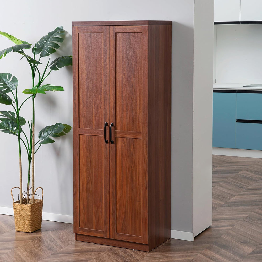 63" 2-Door Kitchen Pantry, Freestanding Storage Cabinet with 5-Tier Shel...