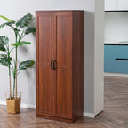 23.5" D*15.8" W*63" H Freestanding Kitchen Pantry with 4 Shelves, Double Door, Traditional, Rectangular Storage Cabinet, Easy Assembly, for Living Room, Dining Room, Brown