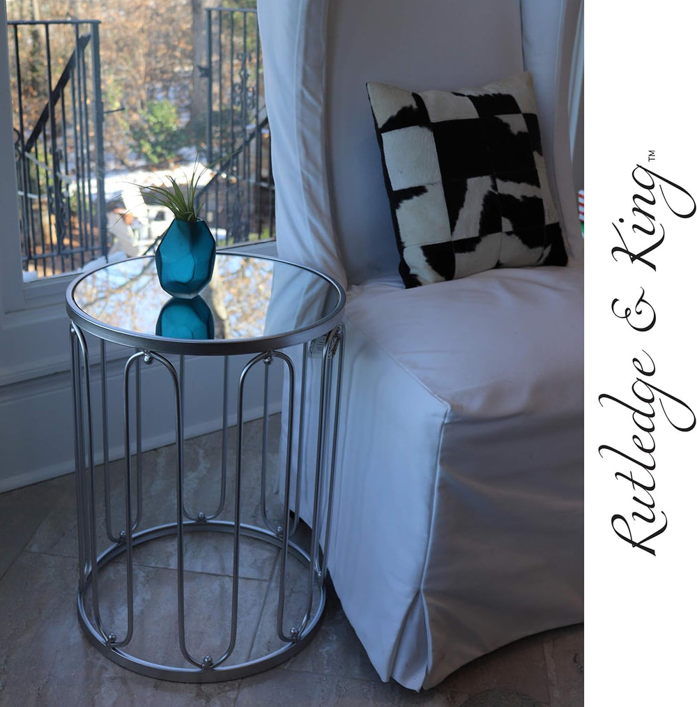 Nested Metal Side Tables - Set of 2 for Living Room & Bedroom (Silver)
