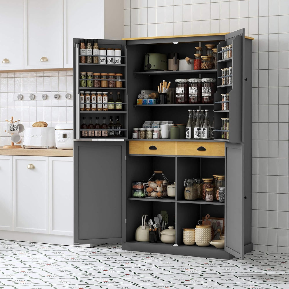 Litex 40.2" Wide Kitchen Pantry Cabinet, 71.3" Tall Freestanding St...