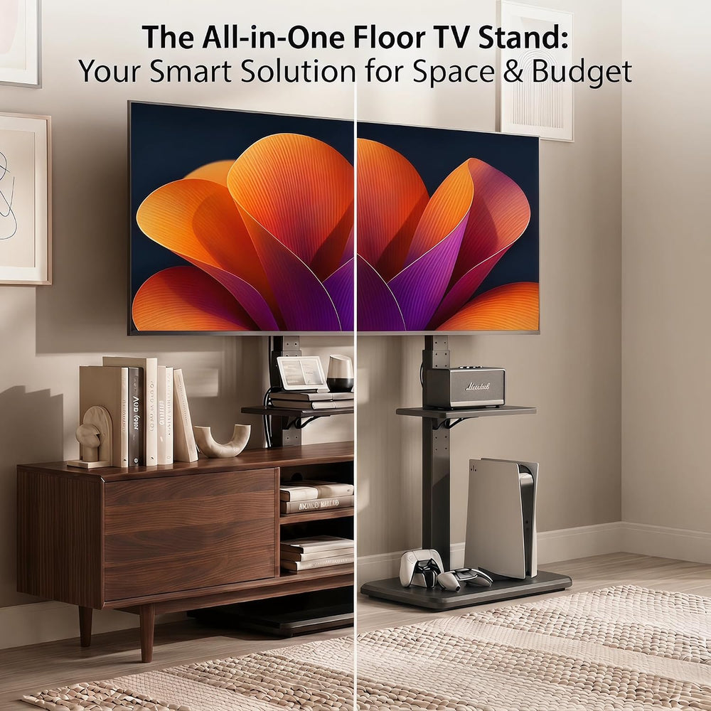 Perlegear Floor TV Stand with Power Outlet, Universal TV Stand for 32-75 inch...