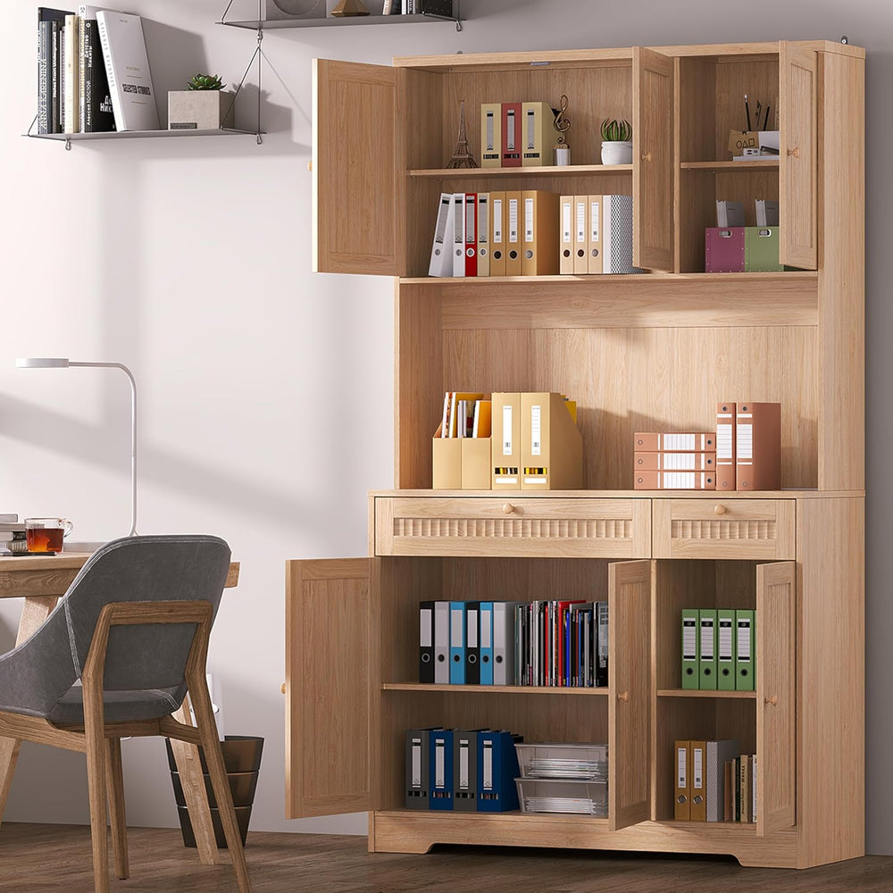 Pantry Storage Cabinet with Charging Station, Kitchen Storage with Adjustable...