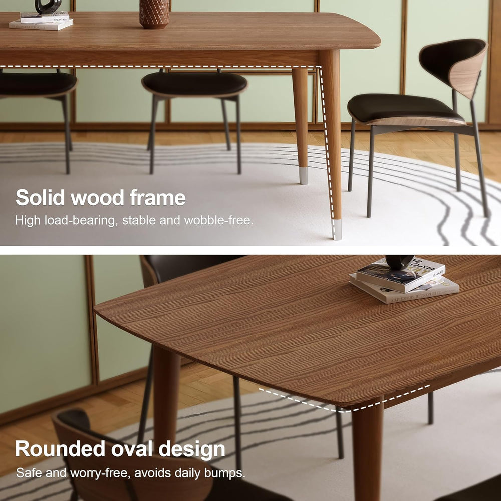 62.9" Solid Wood Dining Table for 4-6, Mid-Century Modern Rectangular Ki...