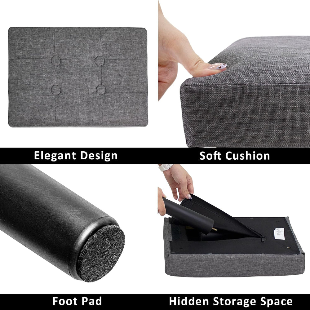CAROLMADE Ottoman Foot Rest, Linen Small Ottoman Foot Stool with Legs Modern ...