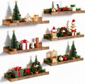 upsimples Floating Shelves for Wall, Wall Shelves for Decor Storage Set of 6, Wall Mounted Wood Shelf for Bedroom, Living Room, Bathroom, Kitchen, Picture Ledge Shelf, Brown