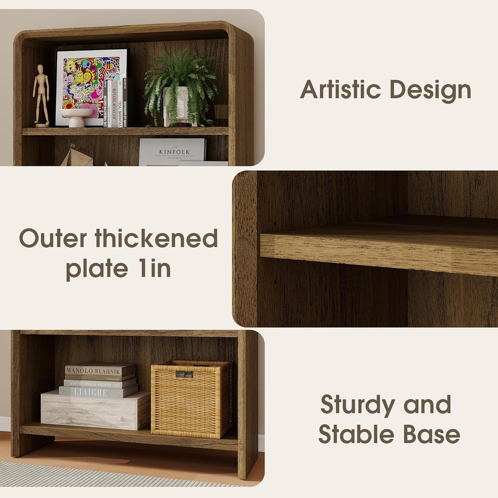 Bevfint 71" Bookcase Tall 5 Shelves Wood Bookshelf with Curved Soft Edge...
