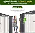 8x10 FT Outdoor Storage Shed, Metal Garden Tool Shed with Updated Frame Structure and Lockable Doors, Ideal for Backyard Garden Patio Lawn, Grey