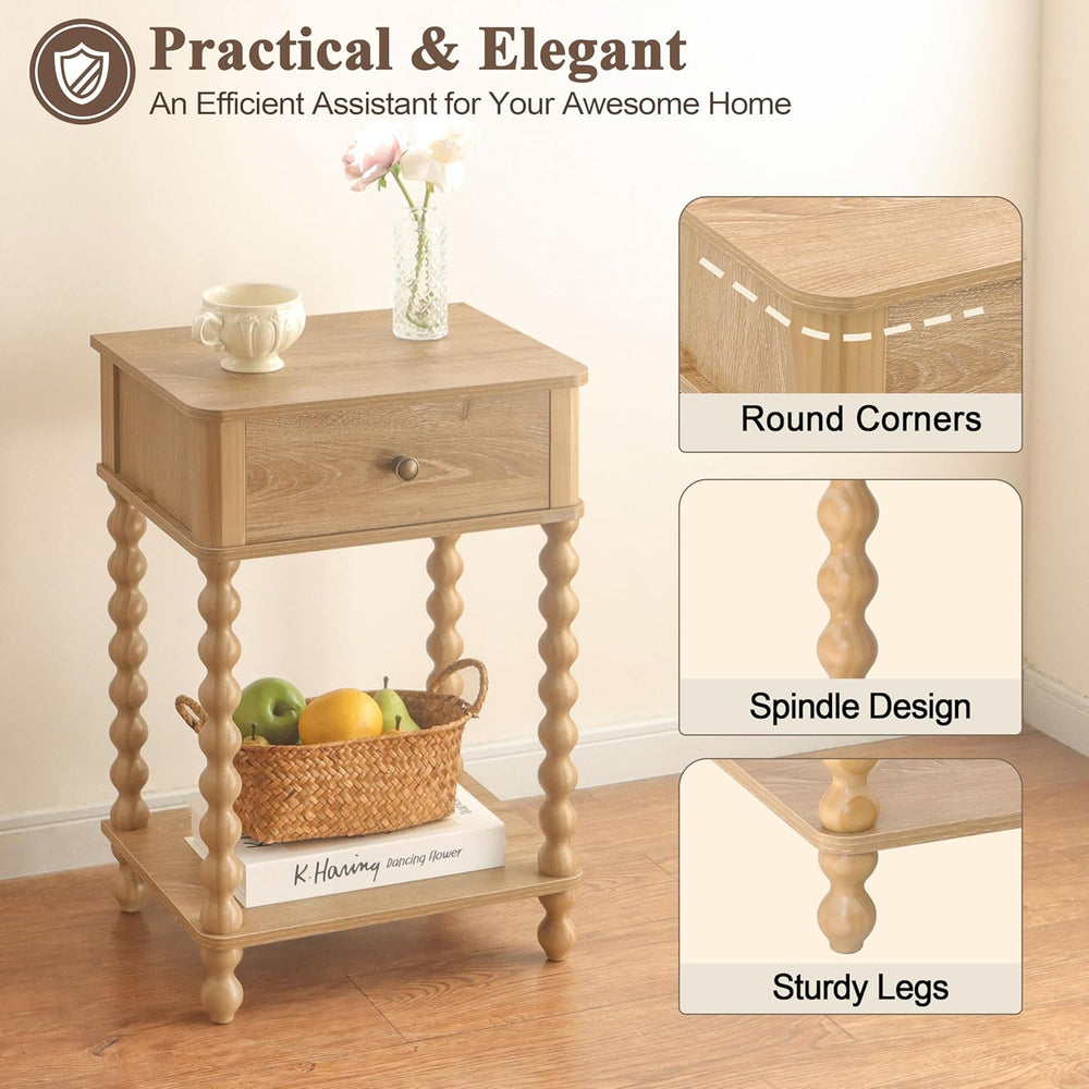 AWASEN Night Stand, Wood End Table with Drawer for Living Room, Small Bedside...