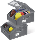 2 Pack Hat Storage for Baseball Caps-Holds Up to 48 Caps, Hat Organizer for Closet Stackable Hat Box with Cardboard, Dustproof Baseball Cap Organizer with 2 Handles for Home Travel (Grey, 2Pack)