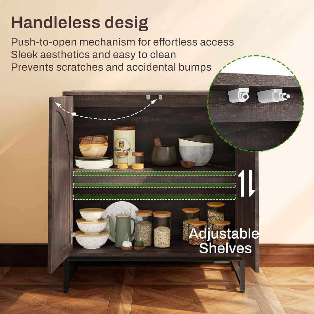 Modern Arched Sideboard Buffet Cabinet with Storage, Walnut
