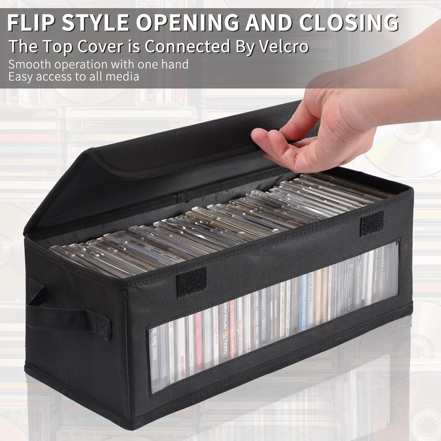 Home CD Storage Box, Tape Cassette Display Stand With Handle, Movie Box, DVD, Optical Disc Rack, Suitable For Living Room And Desktop