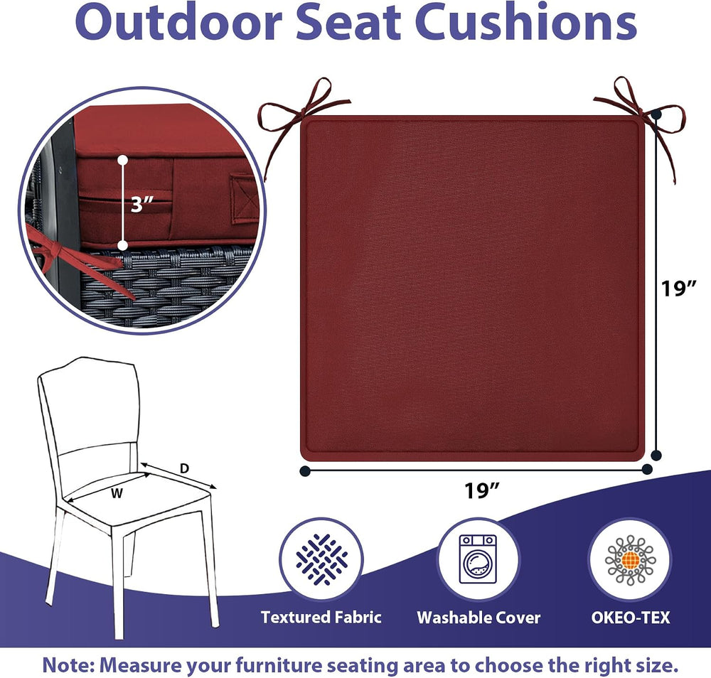 IPYNBAP Outdoor Chair Cushions Set of 4 -Waterproof Outdoor Seat Cushions for...
