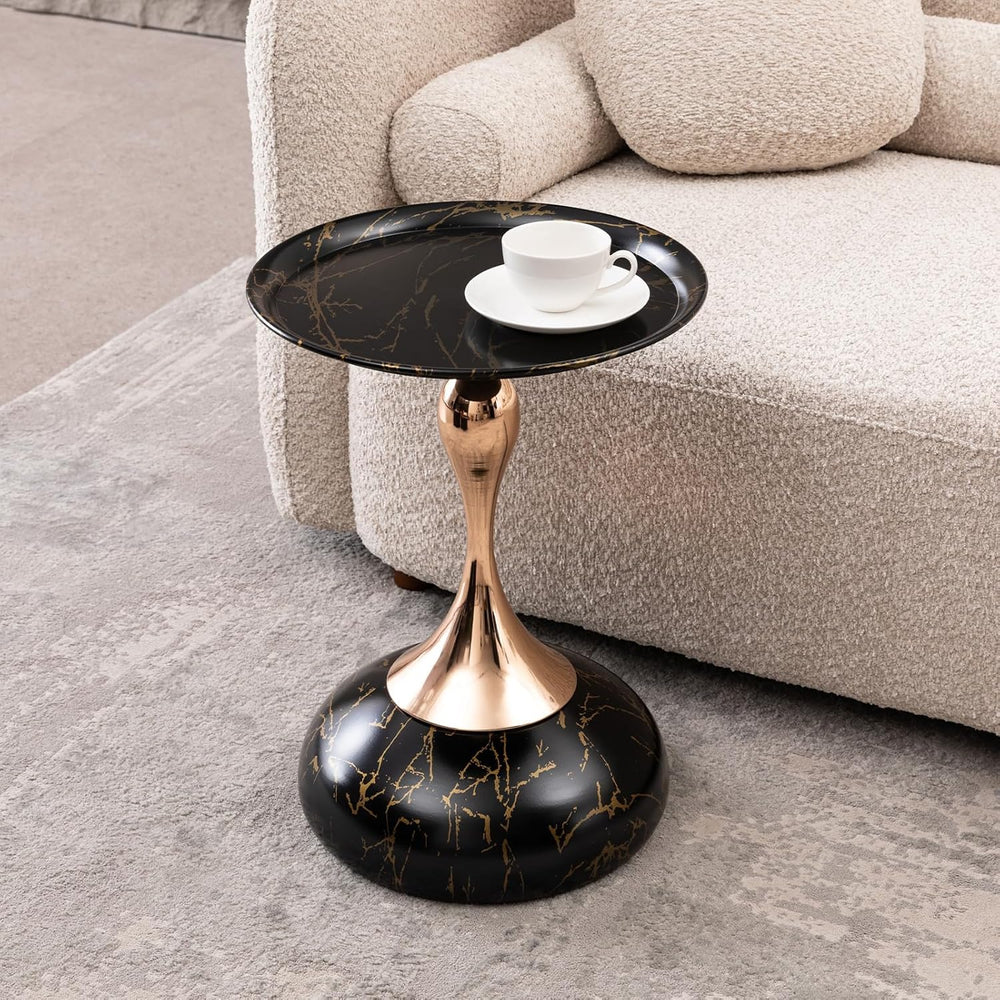 Metal Side Table, Modern Round Side End Table Metal Pedestal Side Table Coffe...