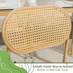 COSVALVE Boho Dining Chairs Set of 6, Upholstered Cane Dining Chair with Rattan Back Metal Legs, for Dinner Living Room Reception