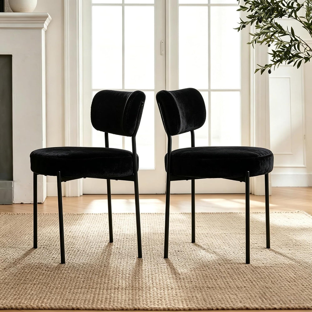 Boucle Dining Chairs Set of 4, White Mid Century Modern Kitchen Dining Room C...