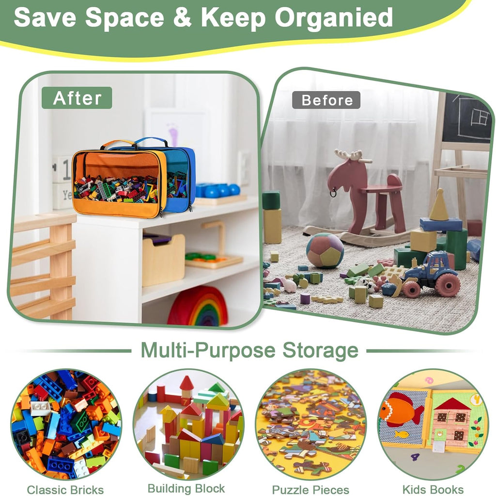 4 PCS Toys Storage Bag, Classic Bricks Building Set Storage Bag, Travel Case for Building Toys, Puzzles, Small Size