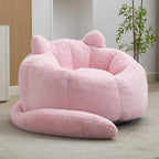 YISHENG Faux Fur Bean Bag Chairs, Cat Design，Large Bean Bag Couch for Adults,Stuffed Single Sofa Chair Comfy Giant Bean Bag Chair with Spacious Design for Playing or Bedroom,Reading Pink