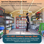 10x12 FT Metal Storage Shed with Floor Frame, Heavy-Duty Outdoor Storage Building with Diamond Roof, 4 Air Vents, Transparent Window & Lockable Double Doors, Snow-Resistant Backyard Garage Shed