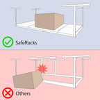 SafeRacks Overhead Garage Storage Rack - Heavy Duty Racks for Garage with 400 lb Capacity, Easy Garage Shelving, Adjustable Storage Rack, Ceiling Mount Storage Shelves 3x6 White (18"-33")