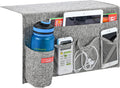 Linen 5 Pockets Bedside Caddy, Bedside Storage Organizer with Water Bottle Holder for Magazine, Remotes, Phone (Grey)