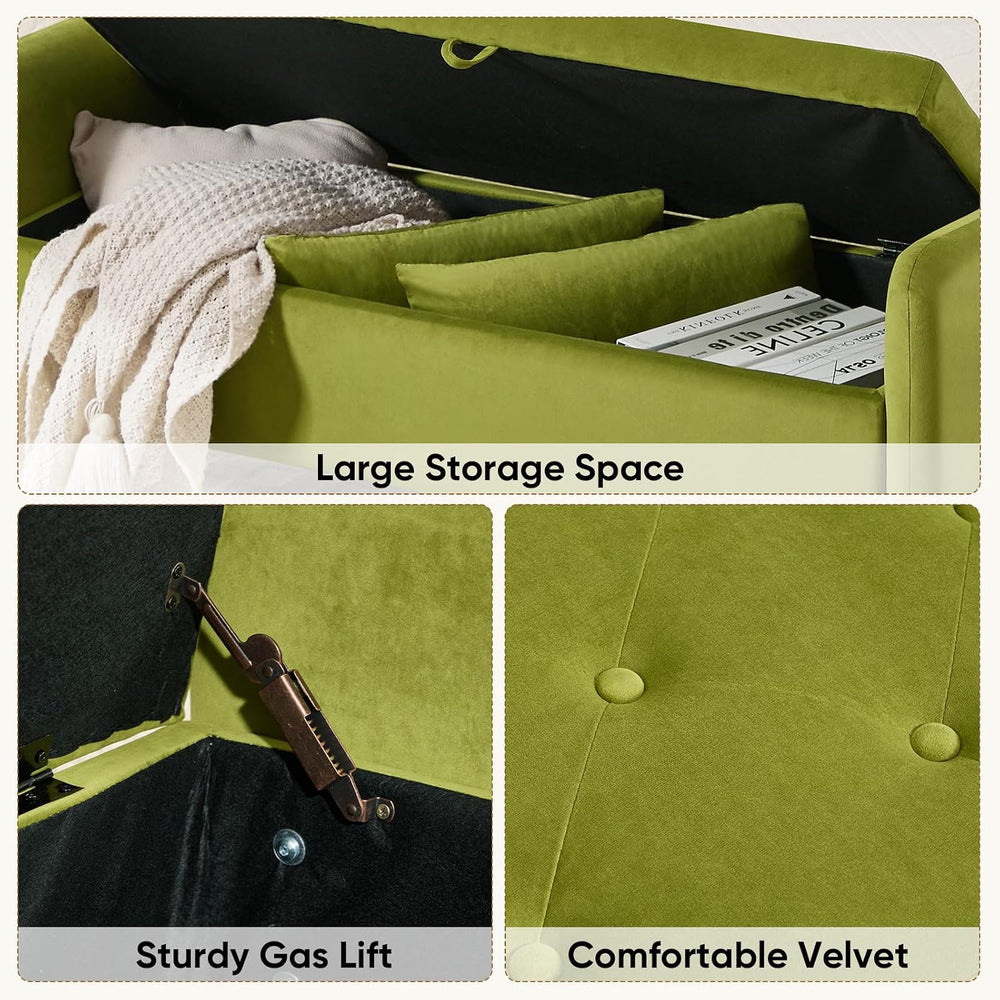 48" End of Bed Bench, Modern Storage Benches with Button-Tufted, Velvet ...